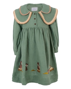 Платье с широким воротником и вышивкой, зеленый Pangolini kids