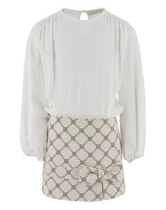 Платье мини с геометричным принтом и бантом, белый Elisabetta franchi kids