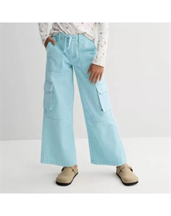 Девчачьи стильные карго-штаны с ложными карманами-бочонками 7-16 лет, синий Gogo star