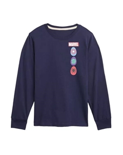 Футболка с длинным рукавом и принтом пасхальных яиц для мальчиков 8-20 лет, синий Marvel