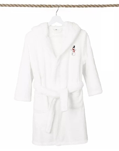 Детский плюшевый халат с капюшоном Snowman Super Plush Double Brushed, белый Linum home