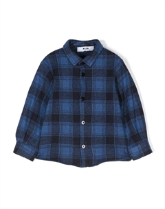 Рубашка в клетку тартан, синий Msgm kids