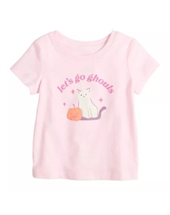 Футболка для девочки с принтом на Хэллоуин, цвет pink ghost kitty Jumping beans