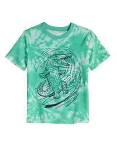 Футболка с коротким рукавом и принтом для мальчиков 4–12 лет, цвет green surfing gator Jumping beans