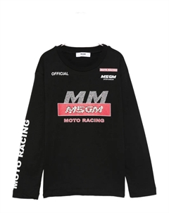 Футболка, украшенная стразами, черный Msgm kids