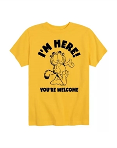 Футболка с принтом «Гарфилд, я здесь, пожалуйста» для мальчиков 8-20 лет, желтый Licensed character