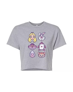 Футболка кроп с принтом "Алиса в стране чудес" для девочек, серый Disney