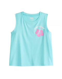 Майка свободного кроя с принтом для девочек 6-20 лет, стандартного и большого размера, цвет hibiscus chest hit So