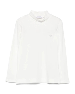 Топ с высоким воротником и стразами, белый Monnalisa