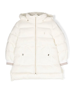 Пуховик с капюшоном и вышитым логотипом, белый Herno kids
