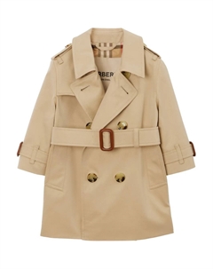 Габардиновый тренч с поясом, нейтральный Burberry kids