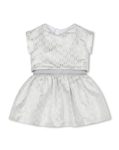 Платье с эффектом металлик и жаккардовым логотипом, белый Karl lagerfeld kids