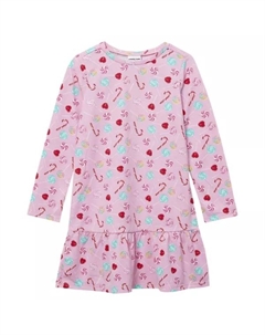 Ночная рубашка из джерси с длинными рукавами для девочек 2–16 лет, цвет guava pink lollipop Lands' end
