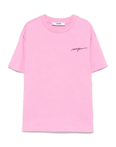 Футболка с вышитым логотипом, розовый Msgm kids