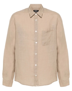 Льняная рубашка с вышитым логотипом, нейтральный A.p.c.