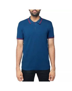 Мужская классическая поло с коротким рукавом и контрастной отделкой, цвет boss blue Xray