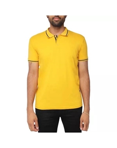Мужская классическая поло с коротким рукавом и контрастной отделкой, цвет honey mustard Xray