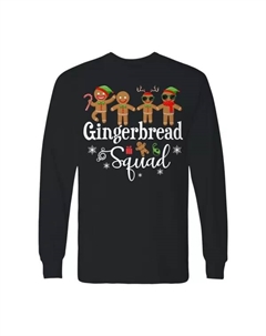 Мужская рождественская футболка с длинным рукавом и принтом пряничного отряда, черный Licensed character