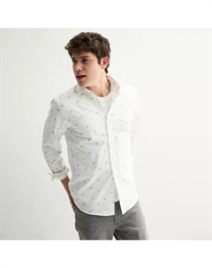 Мужская облегающая рубашка с длинным рукавом и принтом, цвет light paco palm Sonoma goods for life