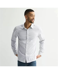 Мужская облегающая рубашка с длинным рукавом и принтом, цвет gingham white lilac Sonoma goods for life