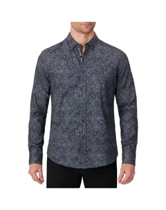 Мужская длинная рубашка в клетку из стрейч-модала с пуговицами, цвет grey geo Report collection