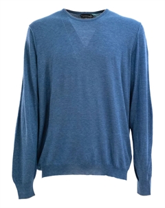 Шелковый свитер с круглым вырезом, синий Barba