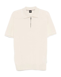 Рубашка поло с воротником на молнии, белый Boss