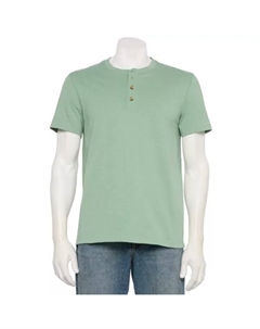 Мужская адаптивная базовая футболка с коротким рукавом Henley, зеленый Sonoma goods for life