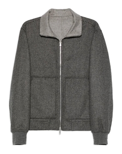 Клетчатый бомбер на молнии, серый Brunello cucinelli
