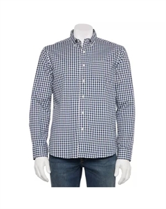 Мужская адаптивная рубашка с длинным рукавом идеальной длины, цвет navy gingham Sonoma goods for life