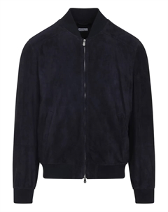 Замшевая куртка-бомбер, синий Brunello cucinelli