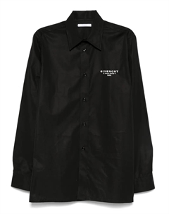 Хлопковая рубашка с вышитым логотипом, черный Givenchy