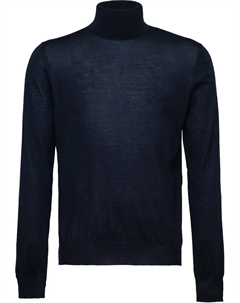 Кашемировый джемпер с высоким воротом, синий Prada