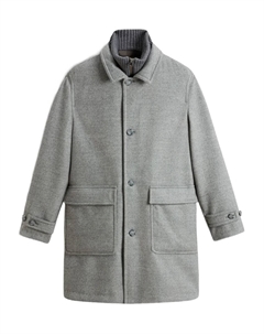 Однобортное пальто с узором в елочку, серый Woolrich