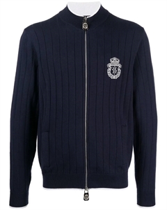 Пуловер в рубчик с вышитым логотипом, синий Billionaire