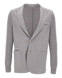 Пиджак с накладками на локтях из ребристой ткани, серый Eleventy