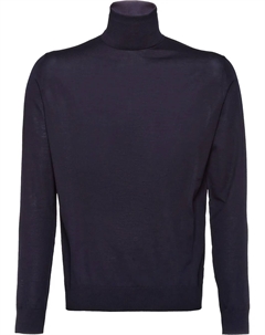 Шерстяной джемпер с высоким воротником, синий Prada
