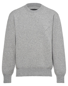 Кашемировый джемпер с круглым вырезом, серый Prada