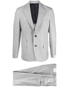 Костюм в тонкую полоску с однобортным пиджаком, серый Eleventy