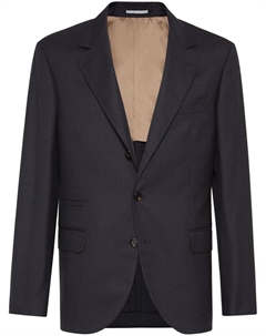 Шерстяной пиджак в ломаную клетку, серый Brunello cucinelli