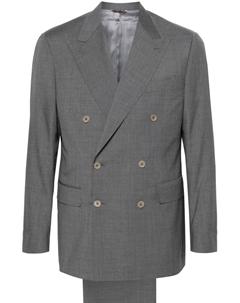 Шерстяной костюм с двубортным пиджаком, серый Canali