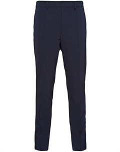 Брюки строгого кроя с логотипом, синий Prada