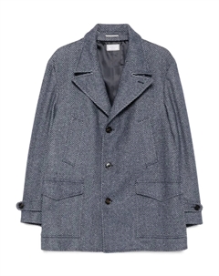 Пиджак с узором в елочку, синий Brunello cucinelli