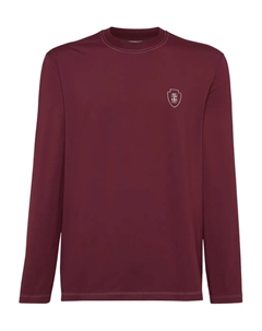 Лонгслив с вышитым логотипом, красный Brunello cucinelli