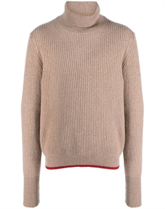 Джемпер в рубчик с высоким воротником, коричневый Fay