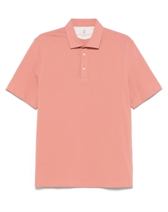 Рубашка поло из ткани пике, розовый Brunello cucinelli