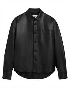 Кожаная рубашка с монограммой Ami de Coeur, черный Ami paris