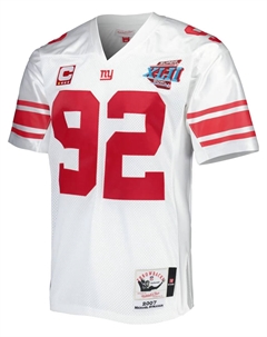 Топ 2007 Michael Strahan New York Giants Super Bowl XLII Authentic, белый Mitchell and ness
