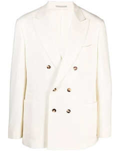 Двубортный пиджак с заостренными лацканами, белый Brunello cucinelli