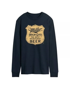 Мужская футболка Miller High Life Vintage Crest с длинным рукавом и графическим принтом, синий Licensed character